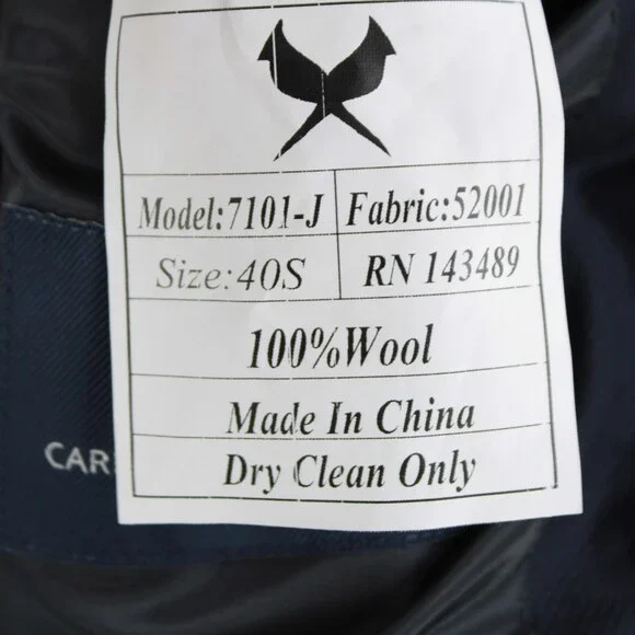 Cardinal of Canada NWT 100% Wool Sport Coat Size 40S US In Solid Navy Blue